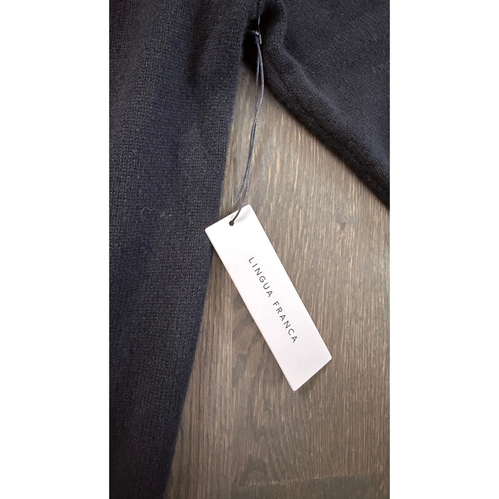 NEW Lingua Franca Black 100% Cashmere I Love NY Hand Stitched Cardigan XL - Picture 7 of 8